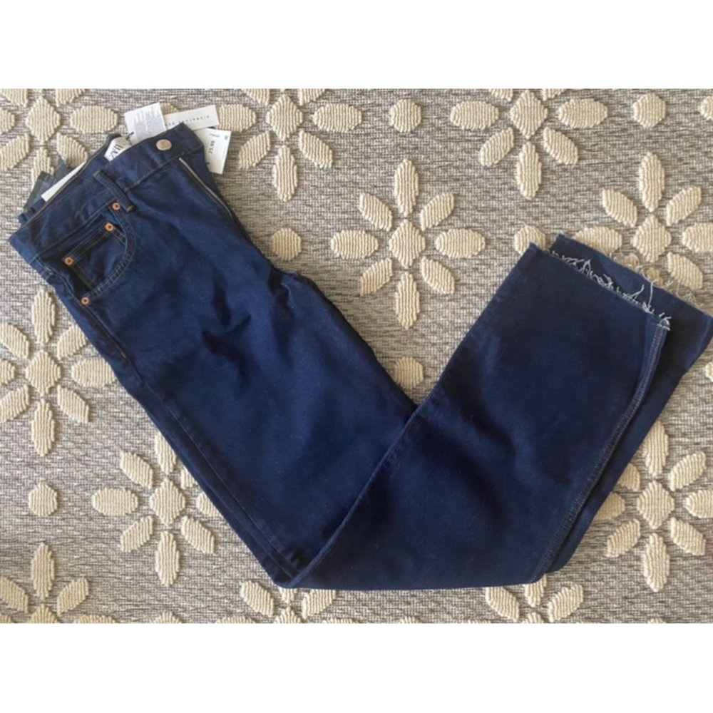NEW ZARA HIGH WAIST SKINNY FLARE PREMIUM BLUE JEANS USA SZ10